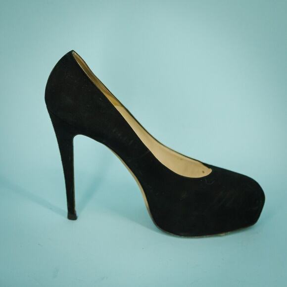 Brian Atwood 41 Size 10 Black Suede Leather Platform High Heels Pumps - Picture 3 of 8